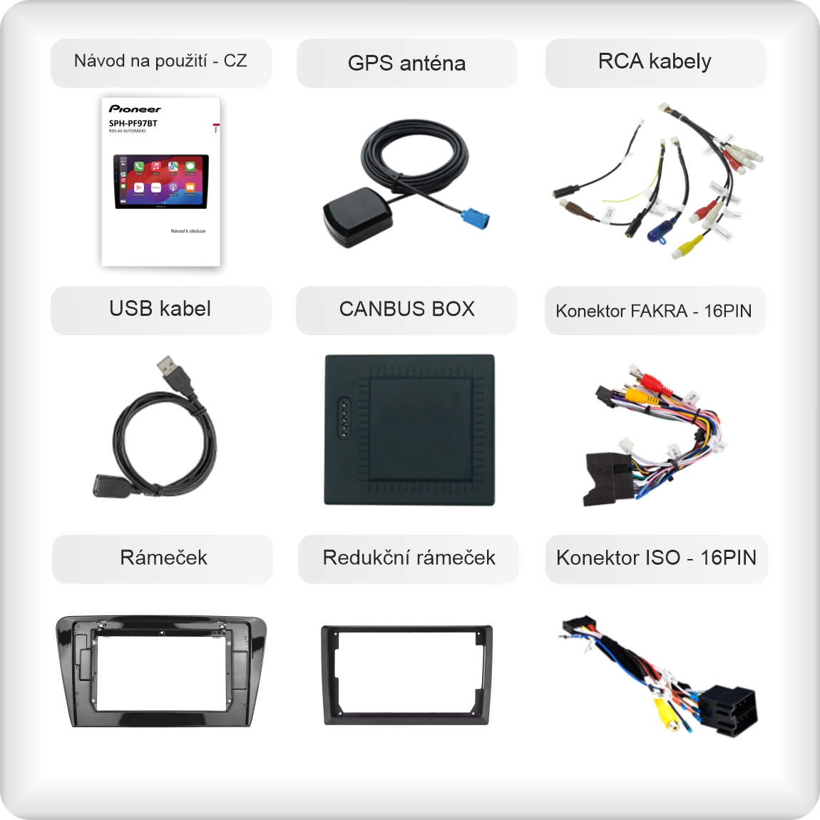 CZ příslušenství pro autorádio Pioneer SPH - PF97BT pro škoda octavia 3 carplay a android auto evtech_cz